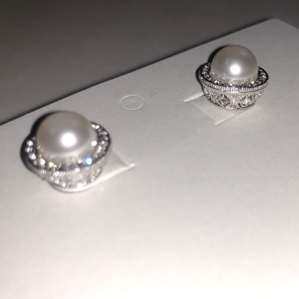 Nadri Simulated Pearl, Silver Earrings, NEW